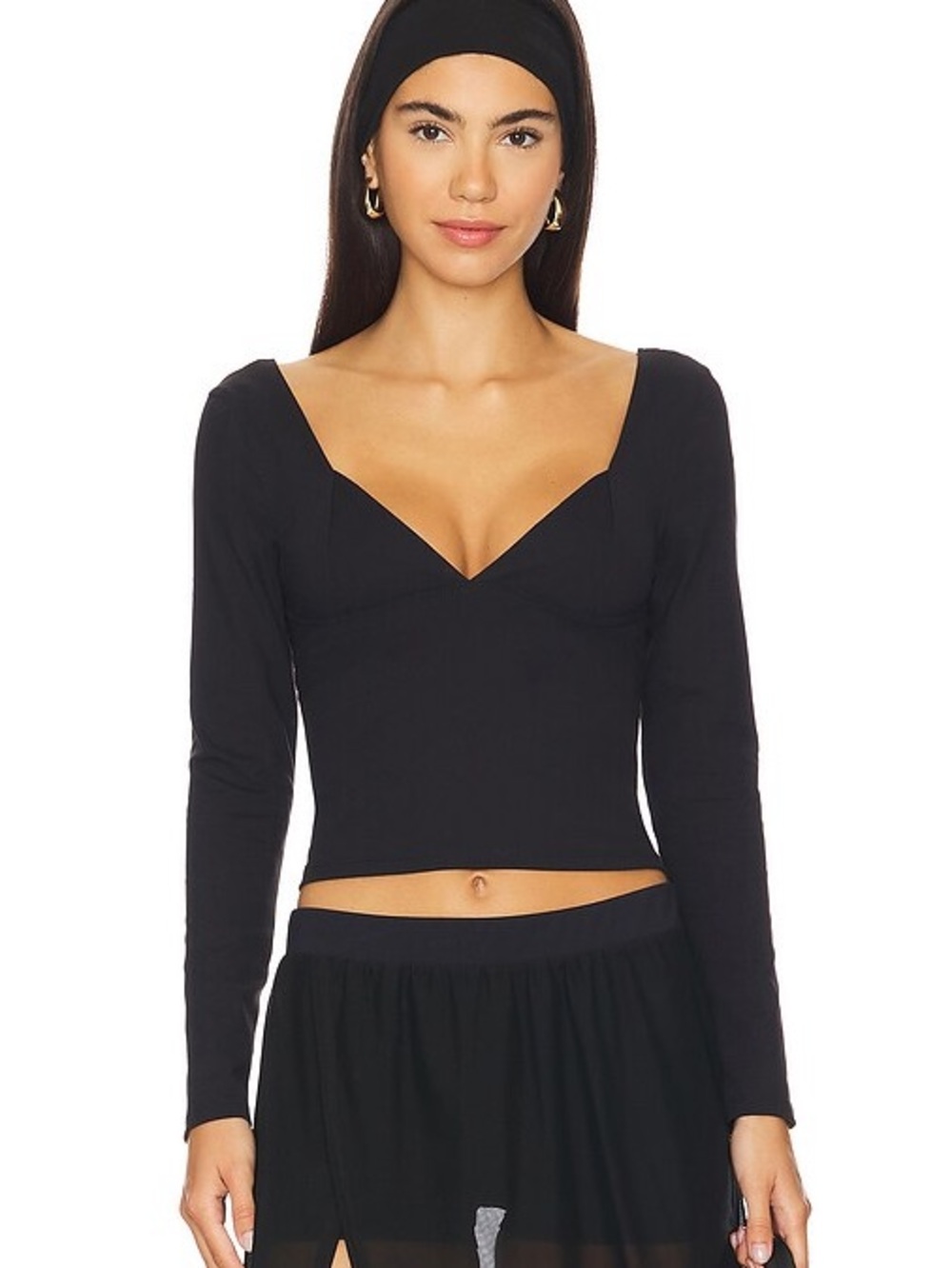 X Intimately FP Duo Corset Long Sleeve Cami in Black